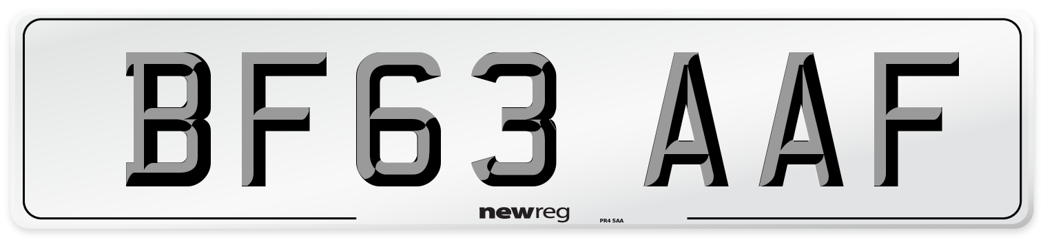 BF63 AAF Number Plate from New Reg